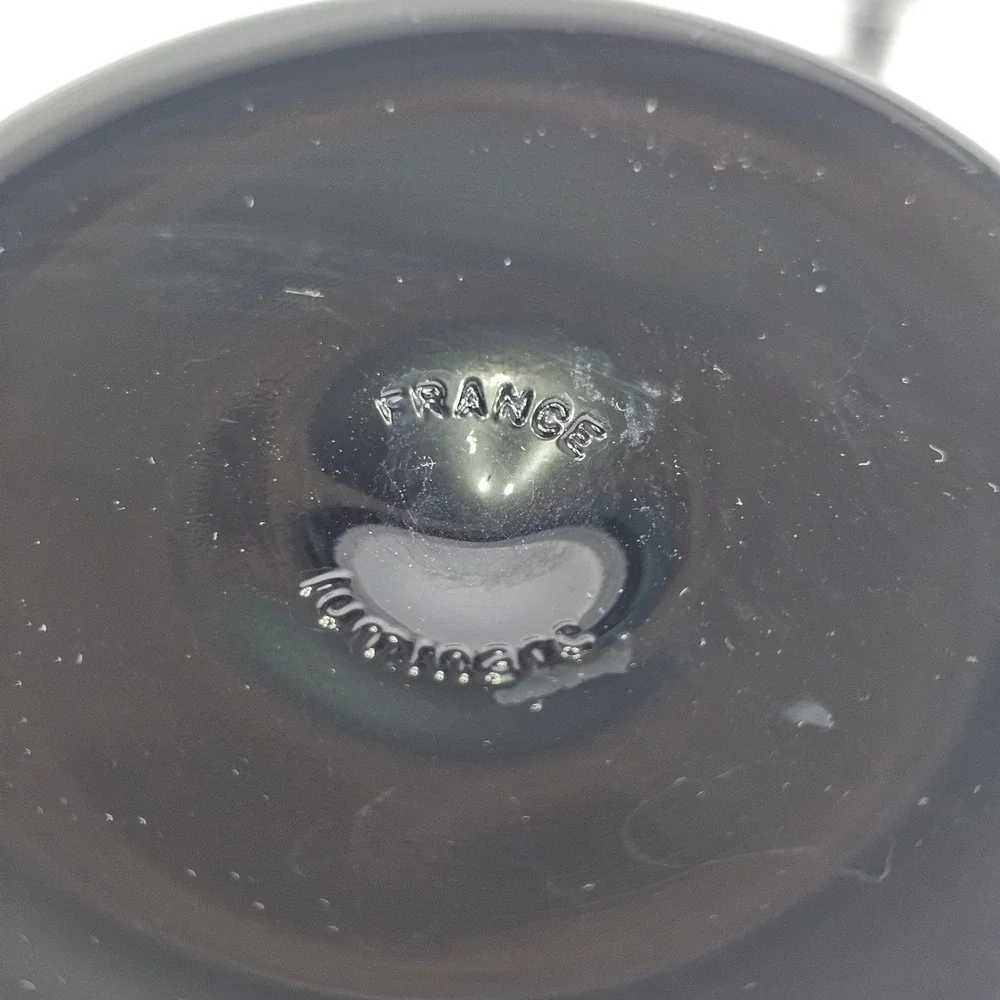 Vintage Luminarc Domino Black Stem Wine Glasses Set of 2 France Clear Bowl 8